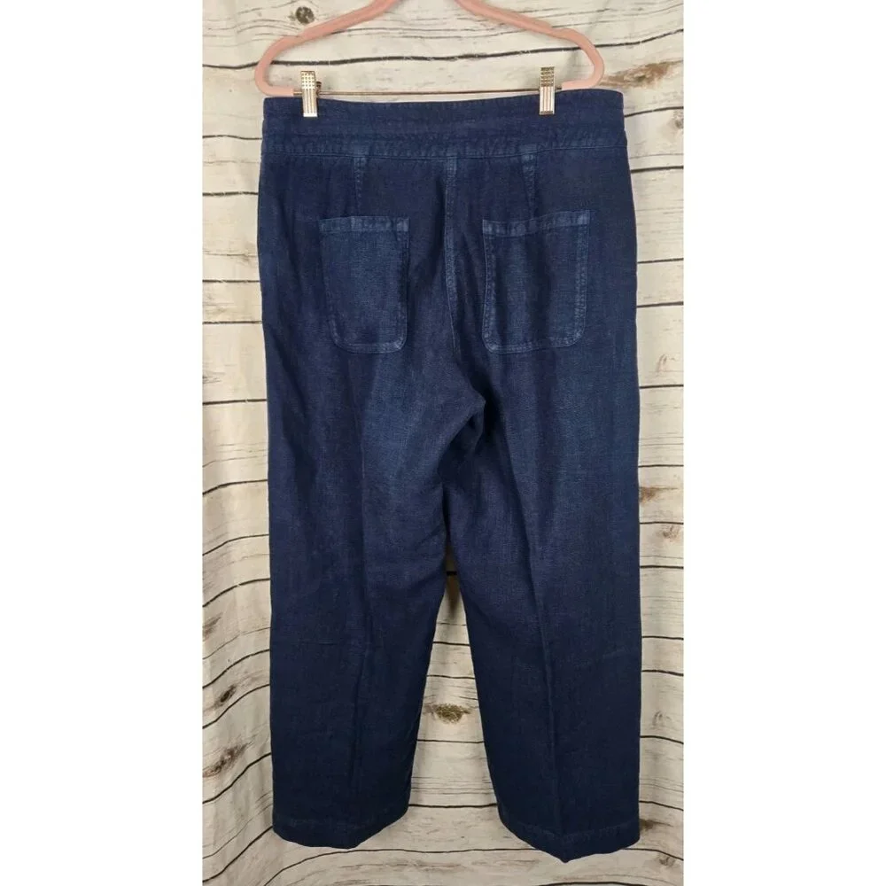 SOLD>>>>>Poetry Navy Blue 100% Linen Pants - Picture 4 of 7